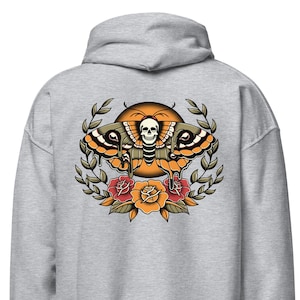 Skull Moth, Tattoo Flash Hoodie, Tattoo Design, Traditional Tattoo Hoodie, Old School Tattoo, Tattoo Art, Gothic Fashion, Neo Traditional