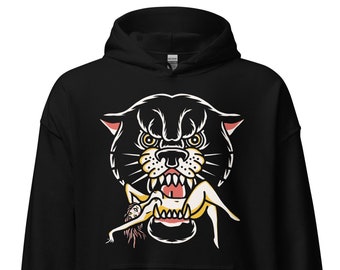 Sudadera con capucha de tatuaje tradicional - Sudadera de pantera de la vieja escuela