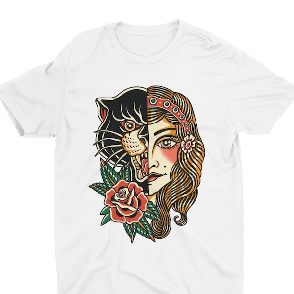 Gypsy Panther Tattoo Shirt, American Traditional, Graphic Tee, Tattoo Clothing, Old School Tattoo, Alt Clothing, Edgy Clothing