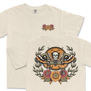 Death Moth Tattoo Shirt, American Traditional Tattoo Shirt, Tattoo Art Shirt, Comfort Colors T-Shirt, Tattoo Inspired Clothing, Skull Tshirt