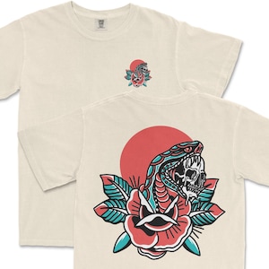 Snake Tattoo T-Shirt, Traditional Tattoo Tshirt, Tattoo Art Shirt, Comfort Colors, Tattoo Inspired Clothing, Old School Tattoo Shirt