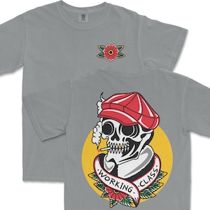 Traditional Tattoo Shirt, Working Class Skull Design, Comfort Colors Tee