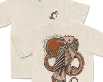 Eagle Snake Traditional Tattoo Shirt, Old School Flash Graphic Tee, Tattoo Apparel