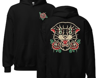 4 Eyed Panther Traditional Tattoo Hoodie | Old School Tattoo Flash Apparel