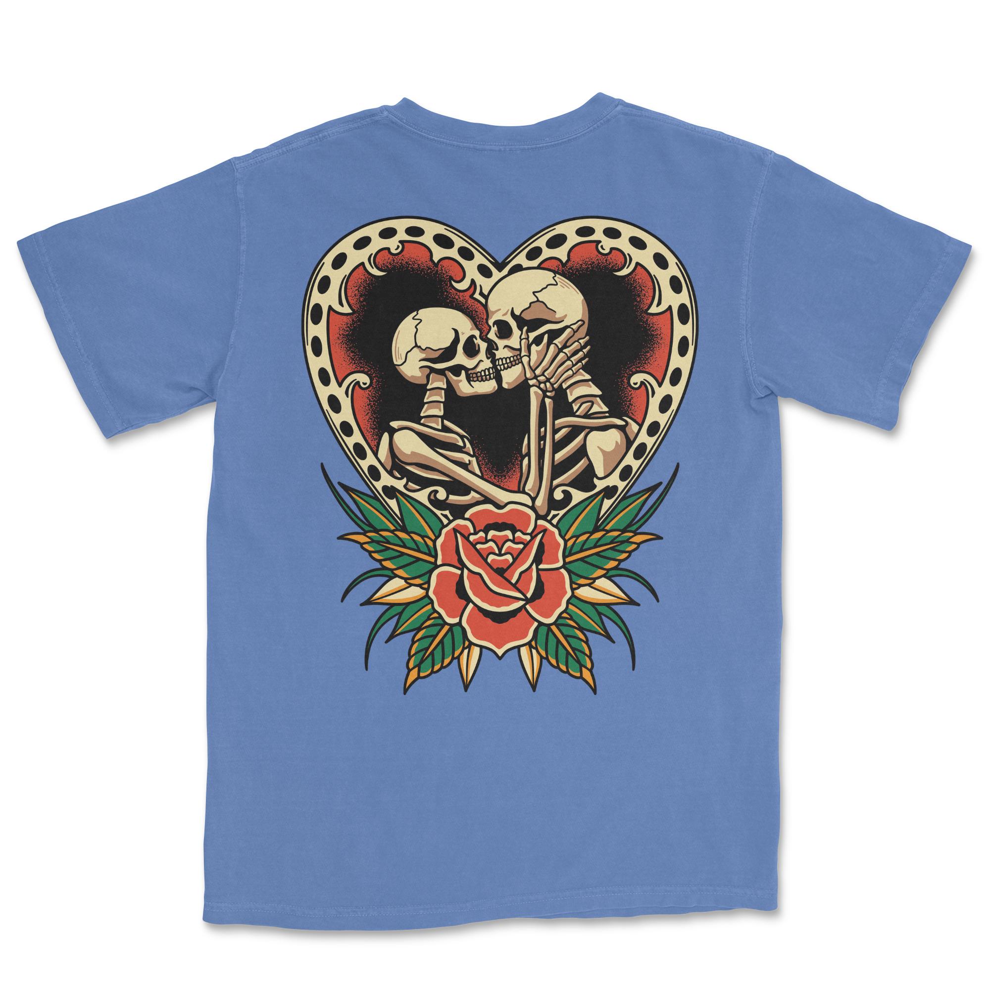 Skeleton Lovers Tattoo T-shirt, American Traditional Tarot Design