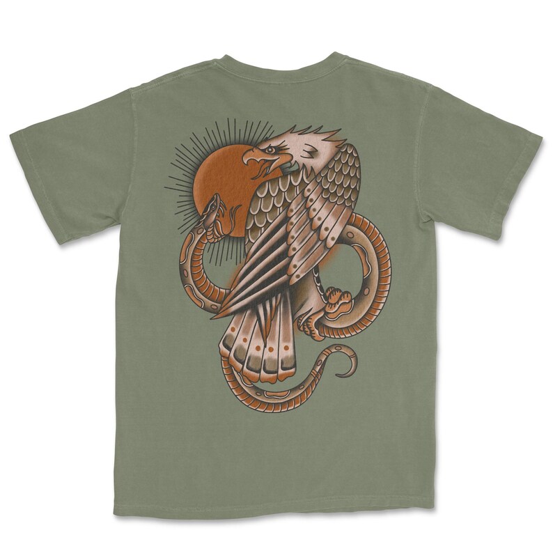 Eagle Snake Traditional Tattoo Shirt, Old School Flash Graphic Tee, Tattoo Apparel image 9