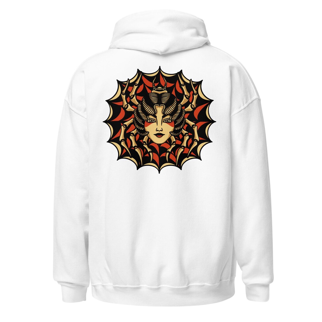 Geisha Spider, Traditional Tattoo Hoodie, Tattoo Sweatshirt