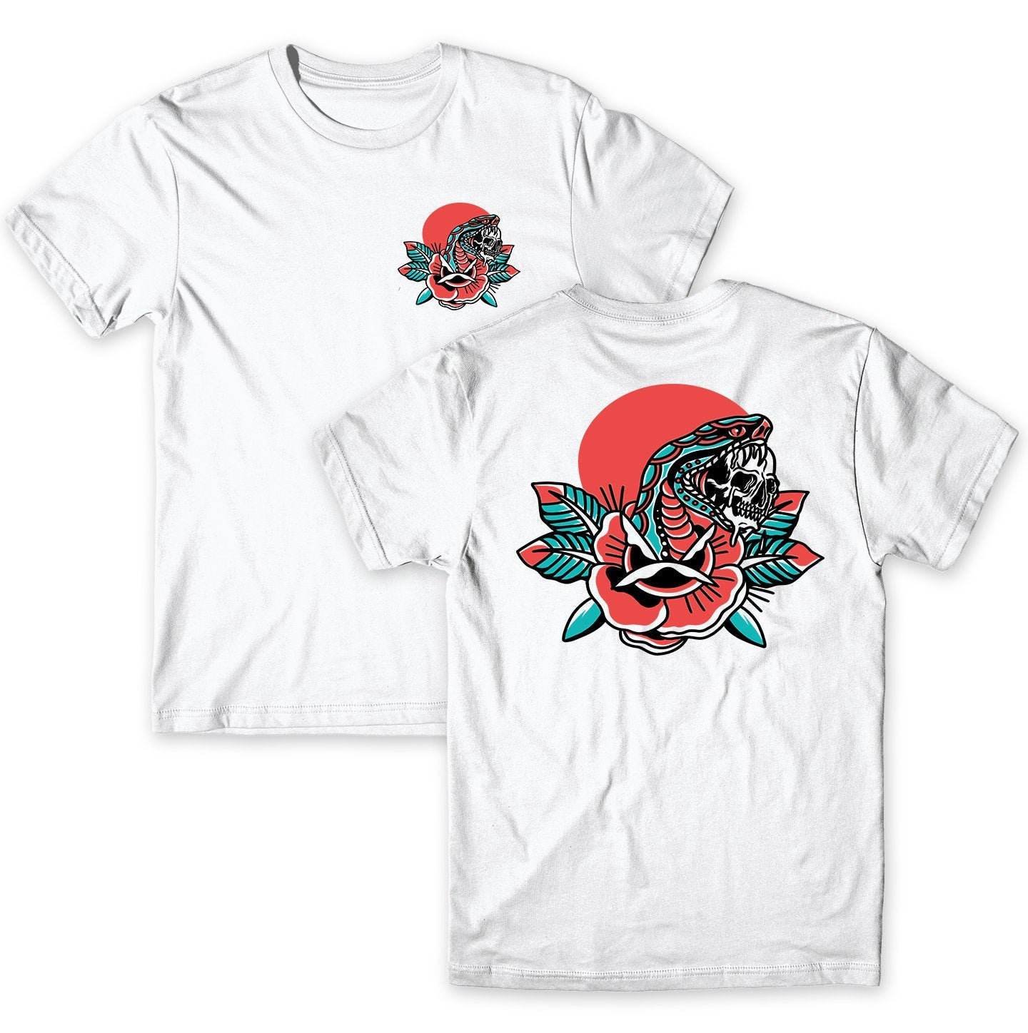 Snake Flower Traditional Tattoo Shirt Tattoo Clothing Old - Etsy New Zealand