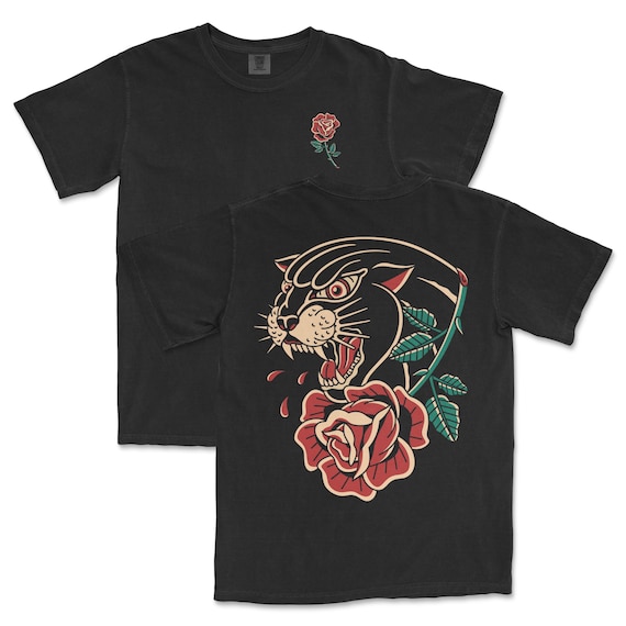 【CPGN STUDIO】Hesher Tattoo Tee Panther Rose Tattoo T-shirt, Rose Tattoo, Tattoo Graphic Tee