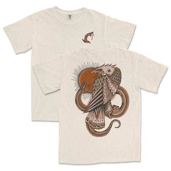 Eagle Snake Traditional Tattoo Shirt, Tattoo Flash T Shirt, Tattoo Graphic Tee, Tattoo Inspired Clothing, Edgy Streetwear, Eagle Tshirts