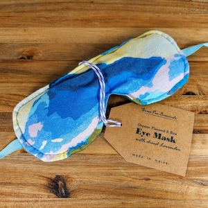 MAINE MADE Flannel Lavender Eye Mask ~ Organic Flaxseed + Rice Lavender Hot / Cold Pack - Weighted Eye Mask - Therapeutic Eye Pack