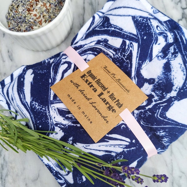 EXTRA LARGE Organic Flaxseed + Rice Hot / Cold Pack - Therapeutic - Lavender Pack - Heating Pad / Freezer Pad - Made in Maine