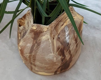 Asymmetrical ceramic vase, brown and cream colors, unique shape, home decoration,Special  gift