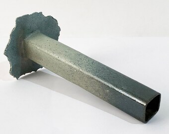 Tall Square ceramic vase, Narrow vase, Changes color light blue to black, Home gift, Home decoration