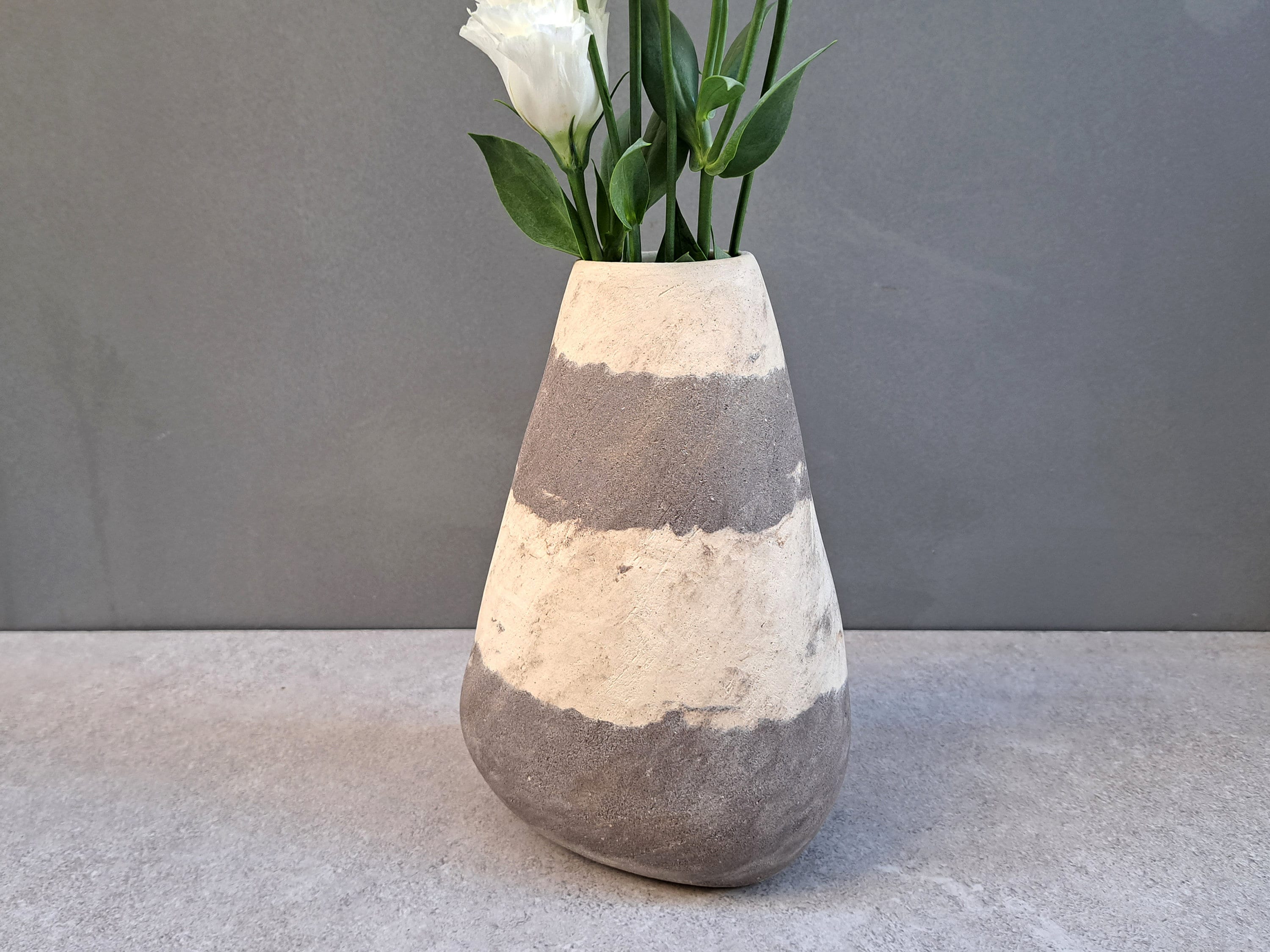 Rustic ceramic vase, Coil Built Ceramic Vase, Handmade work, Two colors stoneware clay, Home decor, Personal gift