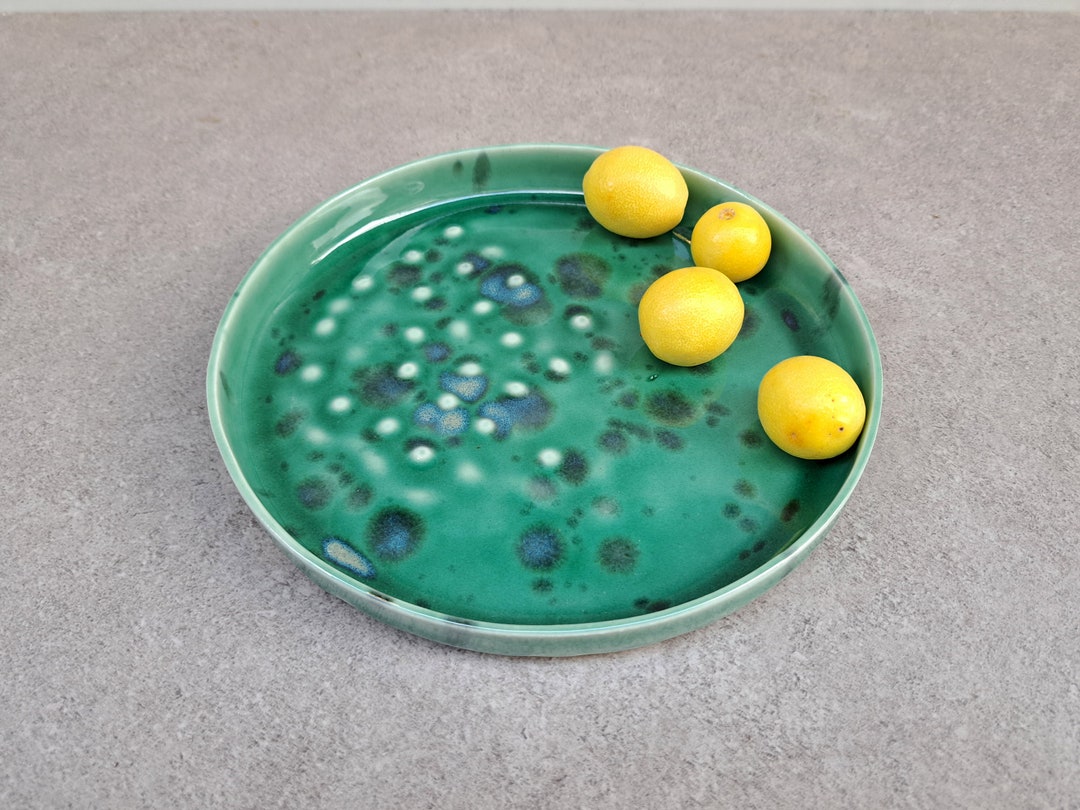 Ceramic Serving Tray, Handmade Ceramic Platter, Turquoise, Blue Colors