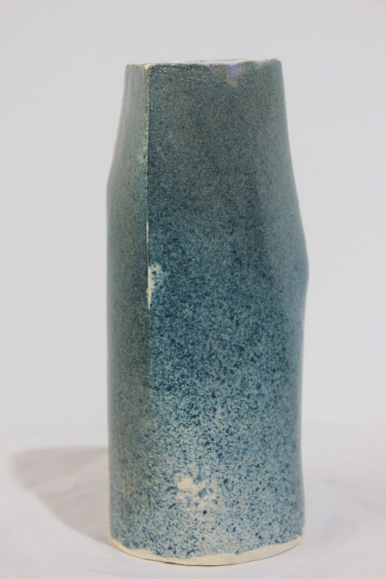 Home decoration Home Gift Asymmetrical Ceramic vase Uneven Spraying Blue Glaze