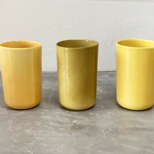 Yellow Shades Ceramic 2024 cups, Set of 6 handmade Cups