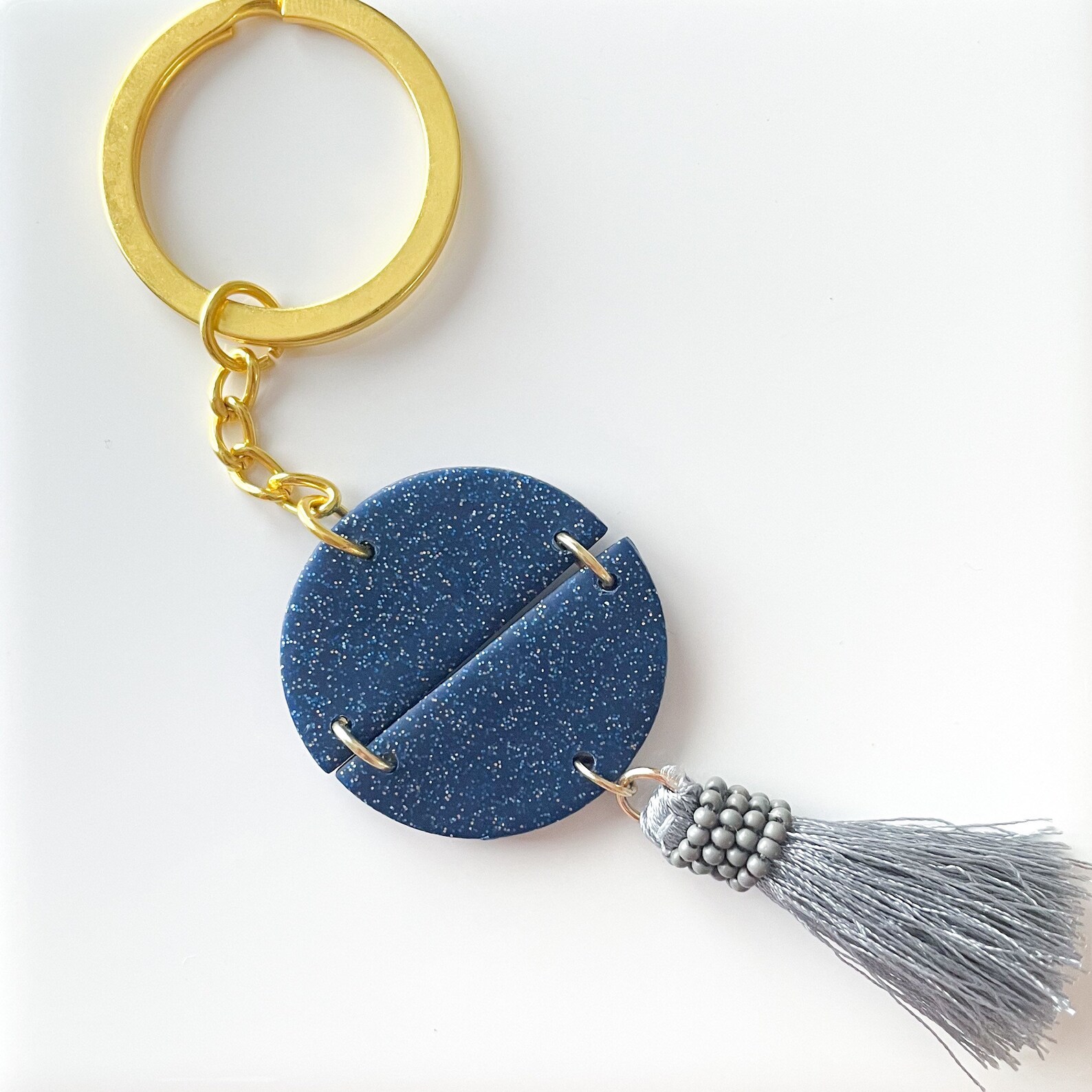 Circle Keychain with Tassel Handmade Polymer Clay Keychain Etsy