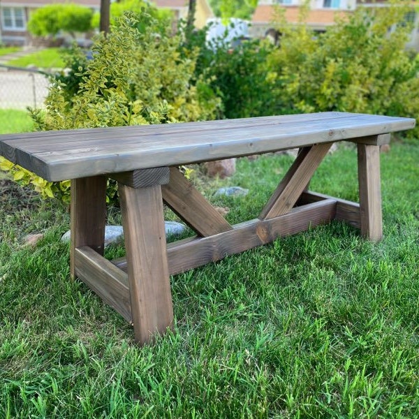 Plan de banc de ferme bricolage | Banc en bois rustique pour entrée | Salle à manger | Banc de chambre à coucher | terrasse extérieure | Guide PDF à téléchargement immédiat inclus !