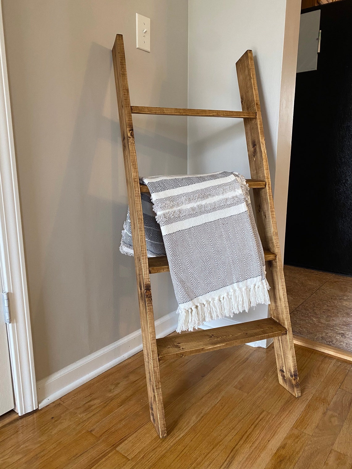 Farmhouse Blanket Ladder Decorative Ladder Rustic Wood Etsy Canada