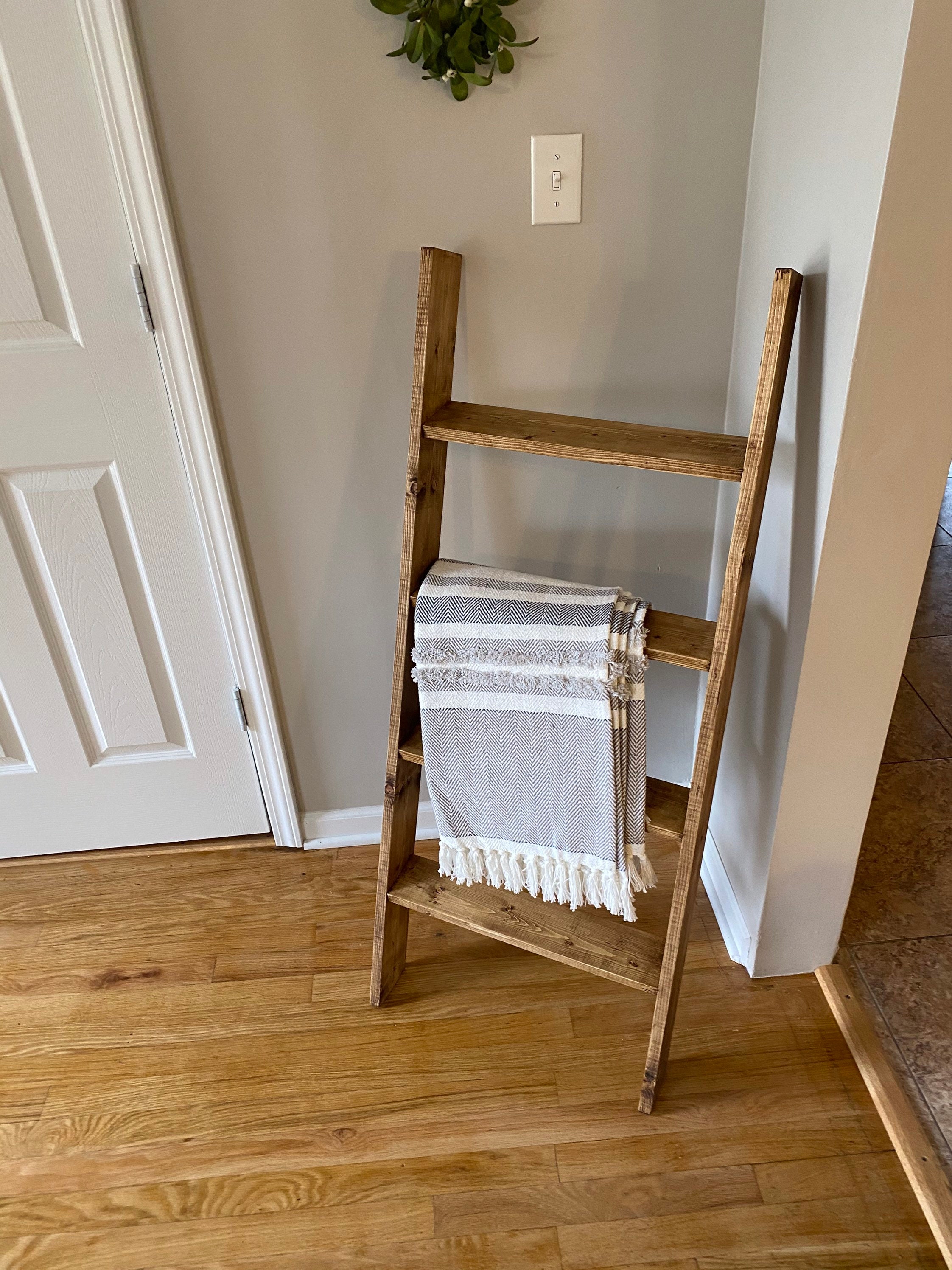 Farmhouse Blanket Ladder Decorative Ladder Rustic Wood Etsy Canada
