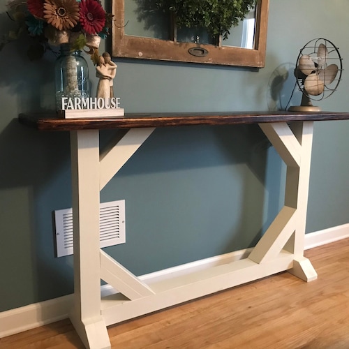 Farmhouse Sofa Table Rustic Console Table Entryway Table Etsy