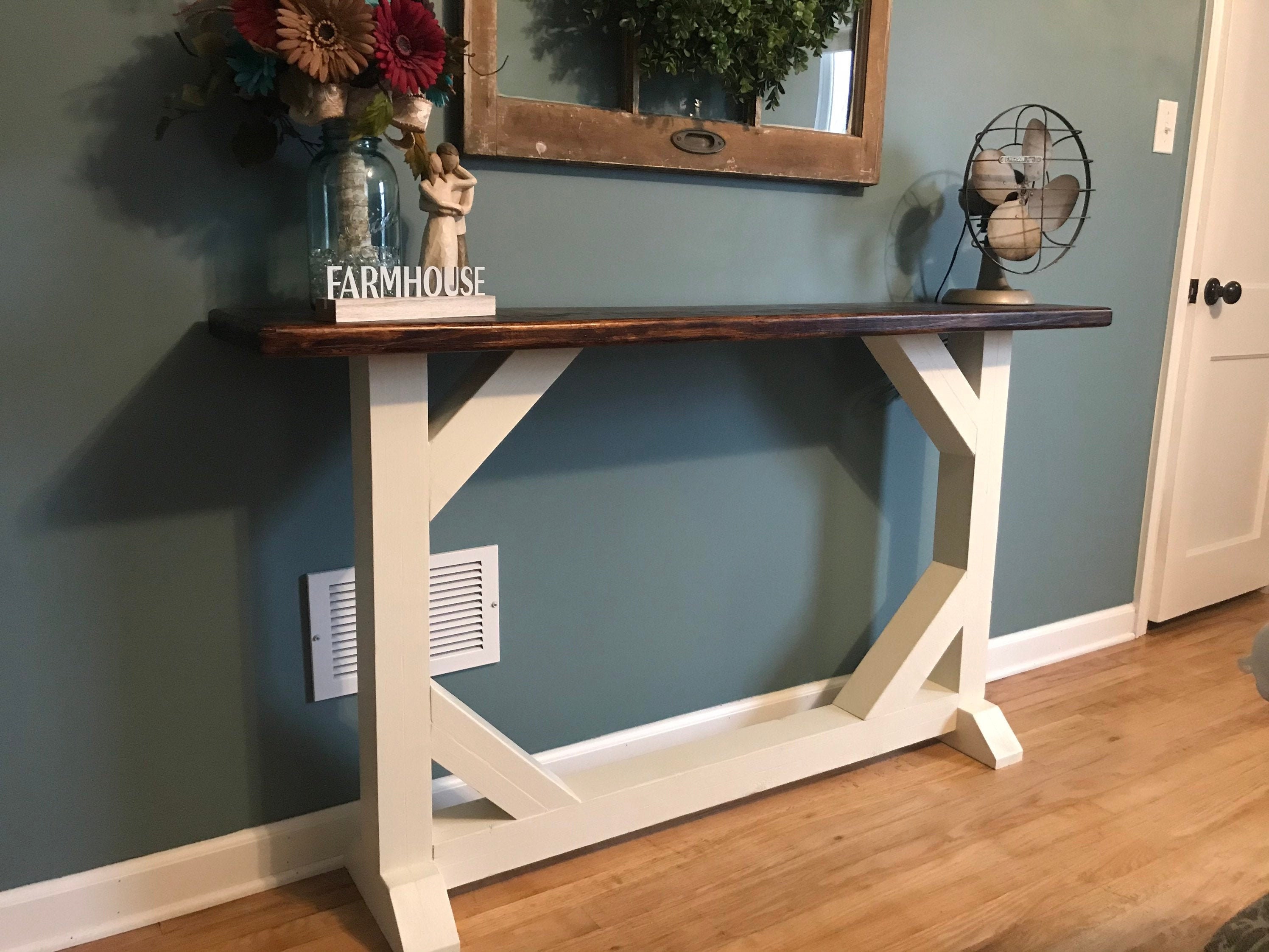 Farmhouse Sofa Table Rustic Console Table Entryway Table Etsy