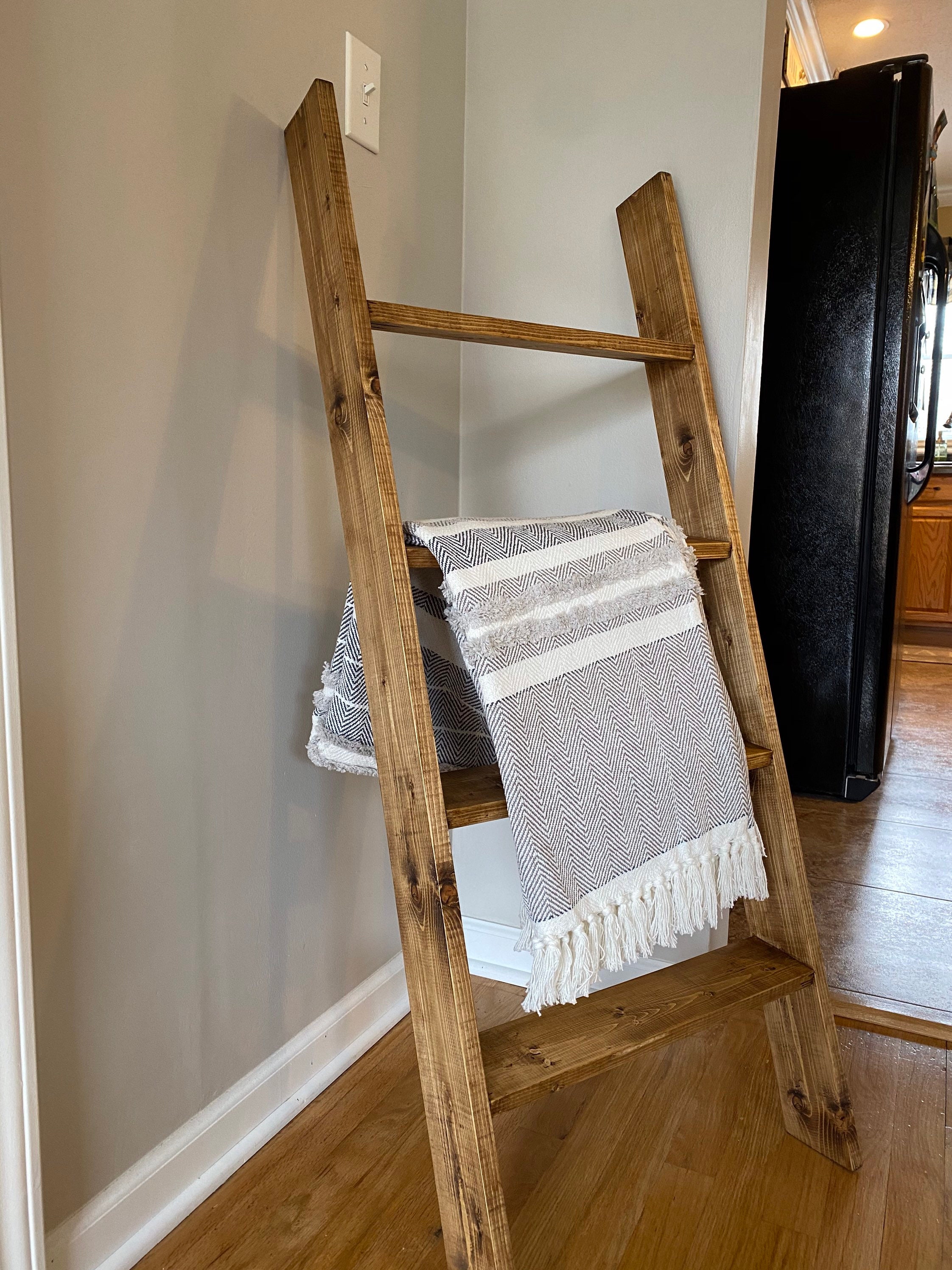 Farmhouse Blanket Ladder Decorative Ladder Rustic Wood Etsy Canada