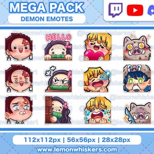 Anime Emotes MEGA PACK | Twitch, Discord, Youtube Streaming Demon Emote