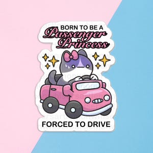 NOVOS Adesivos Kawaii de Gato 3" Princesa Passageira Laminado Recortado | Agenda para Notebook e iPad, à prova d'água, Hydroflask