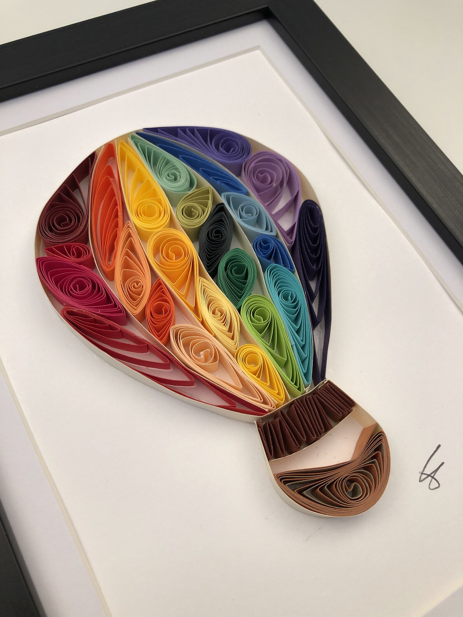 Rainbow Ombre Hot Air Balloon Quilled Paper Handmade Artwork Etsy