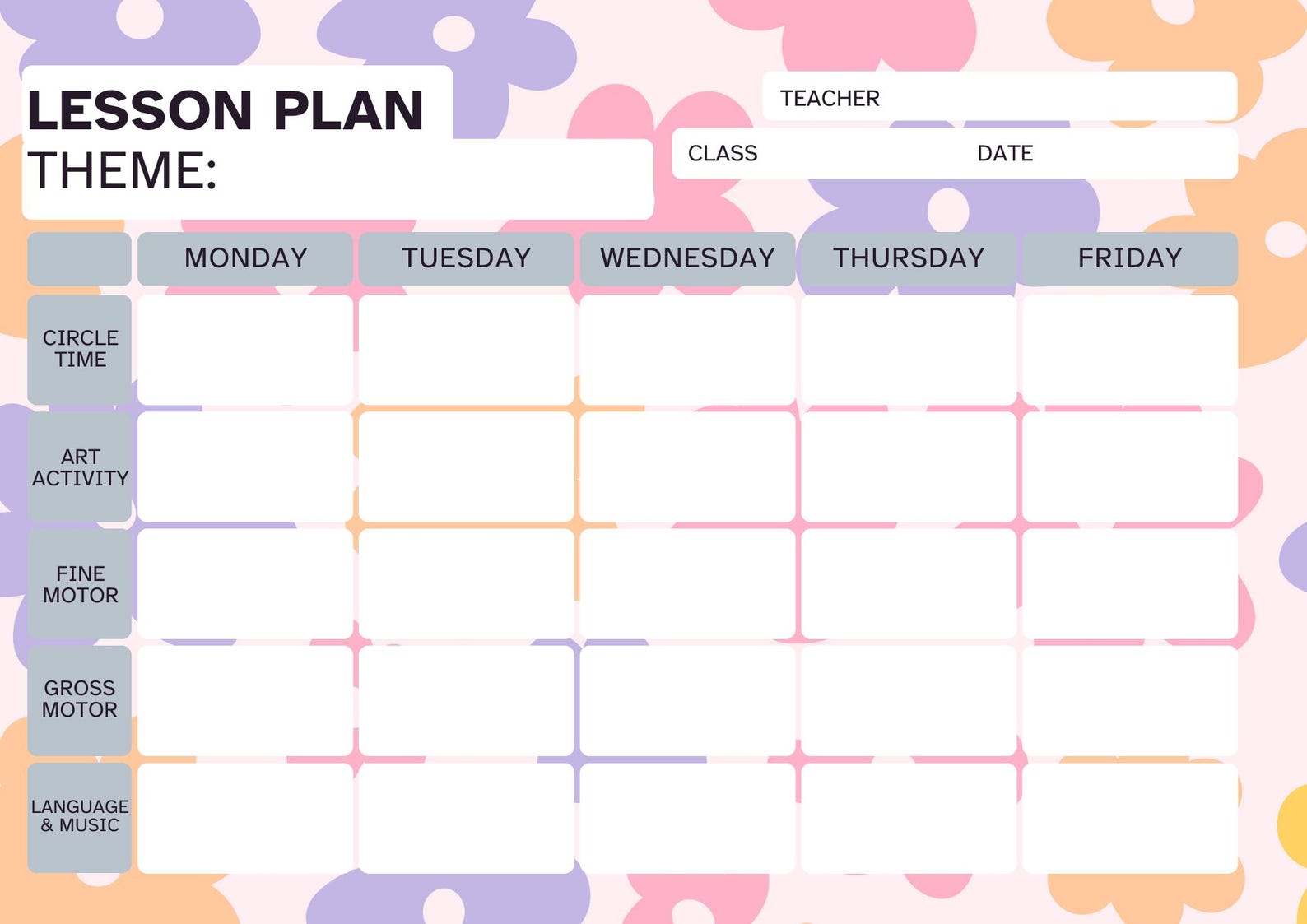 Editable Preschool Lesson Plan Template | Weekly Daycare & Homeschool ...
