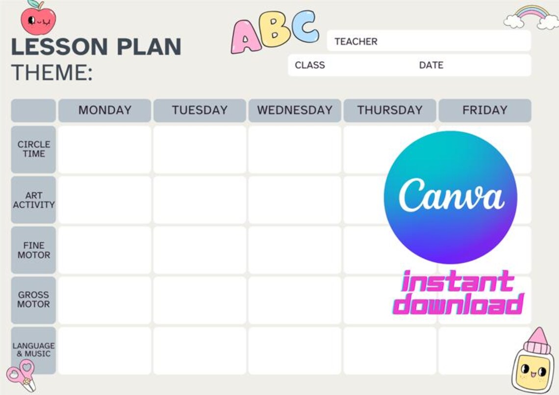 Editable Preschool Lesson Plan Template | Weekly Daycare & Homeschool ...