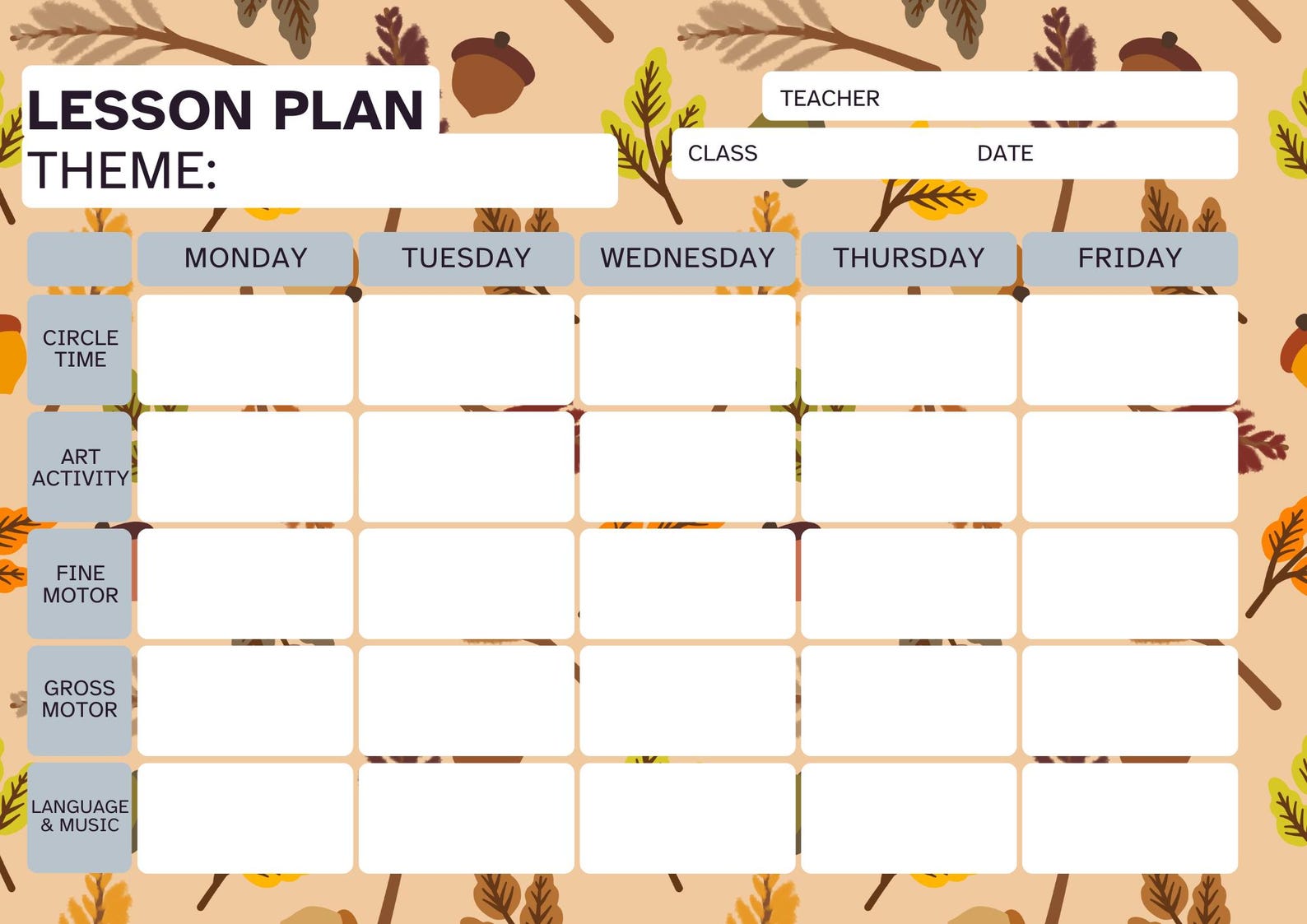 Editable Preschool Lesson Plan Template | Weekly Daycare & Homeschool ...