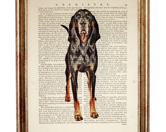 Black And Tan Coonhound Dog Dictionary Art Print, Dog Book Page Wall Decor, Dog Poster Artwork