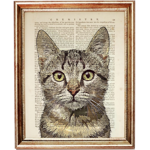 Cat Portrait Dictionary Art Print, Cat Art Print, Cat Wall Art, Cat Wall Decor, Cat Wall Print, Cat Wall Hanging Poster