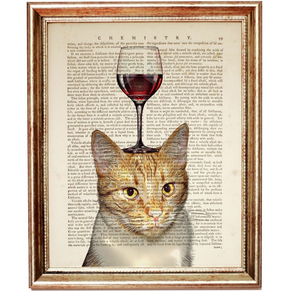 Cat Wine Art - Etsy Australia