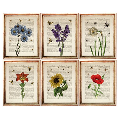 Set of 6 Bumble Bee Dictionary Art Print Honey Bee Wall - Etsy