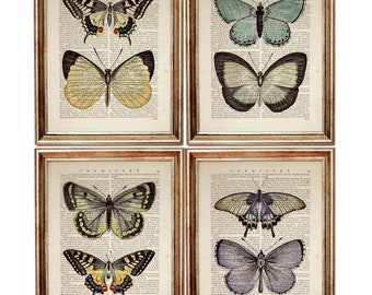 Set of 4 Prints, Butterfly Wall Art Prints, Butterfly Nursery Decor, Dictionary Art Print Butterfly Wall Decor Butterfly Art