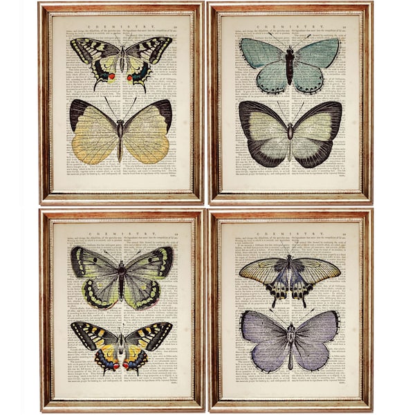 Set of 4 Prints, Butterfly Wall Art Prints, Butterfly Nursery Decor, Dictionary Art Print Butterfly Wall Decor Butterfly Art