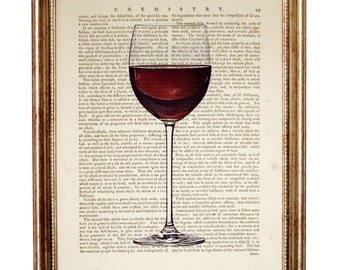 Weihnacht Geschenk, Rotweinglas Wörterbuch Kunstdruck, Vintage Poster, Wein Liebhaber Wand Dekoration
