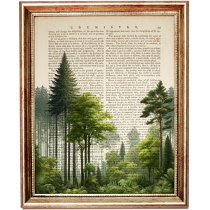 Grüner Wald Wörterbuch Kunstdruck, Waldszene auf Buchseite, Einzigartige Wald Wandkunst, Natur Poster, Eco Home Decor