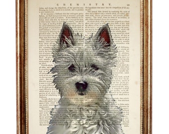 West Highland Terrier Wall Art, Dog Dictionary Art Print, Pet Portrait Poster, Dog Nursery Decor, White Dog Wall Hanging