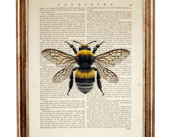 Bumblebee Dictionary Art Print, Rustic Bee Poster, Nature Wall Décor