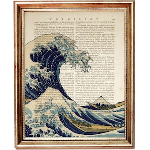 Kanagawa Wall Hanging, Kanagawa Wave Dictionary Art Print, Ocean Poster, Sea Wall Decor, The Great Wave Kanagawa Artwork