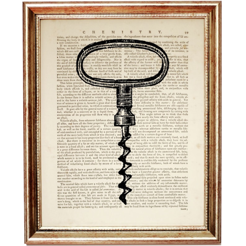 Wine Bottle Opener Wall Art Set of 6 Prints Corkscrew Bottle Etsy UK