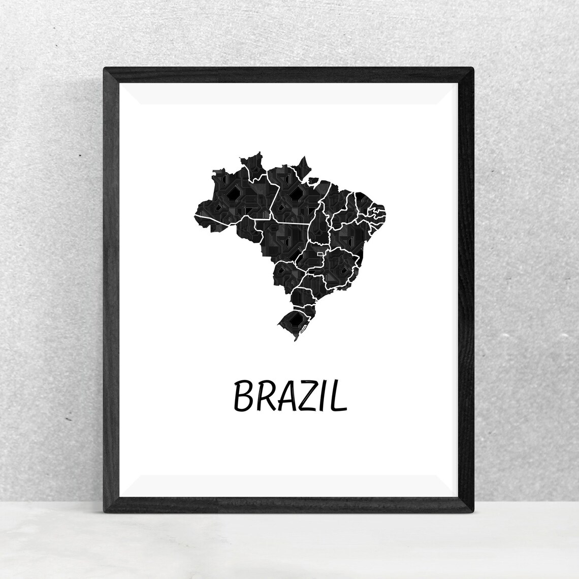 Brazil Poster Brazil Art Print Brazil Map Artwork Brazil Etsy