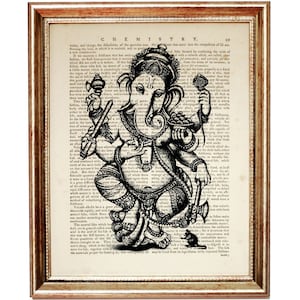 Lord Ganesha Print, Ganesh Vintage Dictionary Page, Hindu God Wall Art, Spiritual Home Decor, Unique Indian Gift