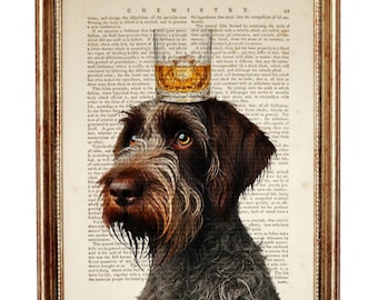 Wirehaired Pointing Griffon Dictionary Art Print, Hunting Dog Book Page Wall Art, Griffon Dog Portrait, Rustic Decor Dictionary Print
